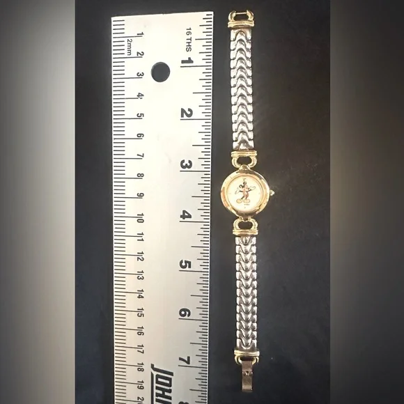 Disney Time Works Mickey Silver/Gold Toned Bracelet Watch! Vintage-Rare Model!